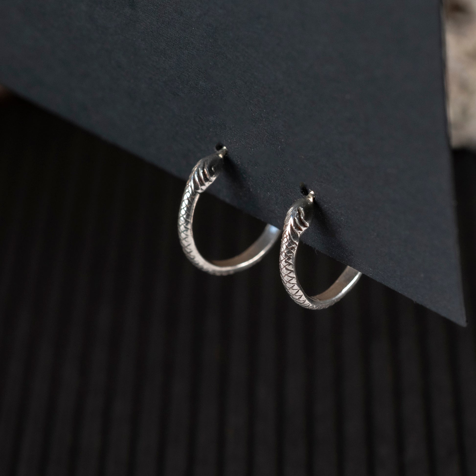 Tiny Snake hoop earrings on post earrings
