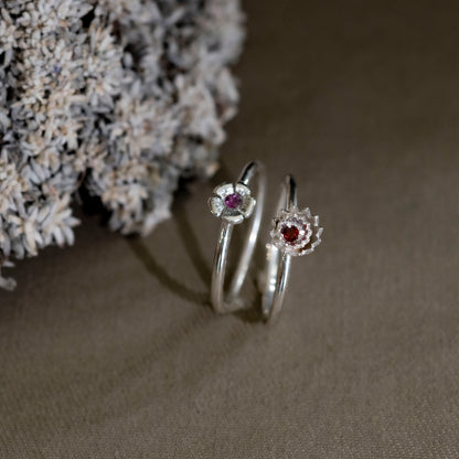 Violet Amethyst Carnation Garnet Stacket Ring