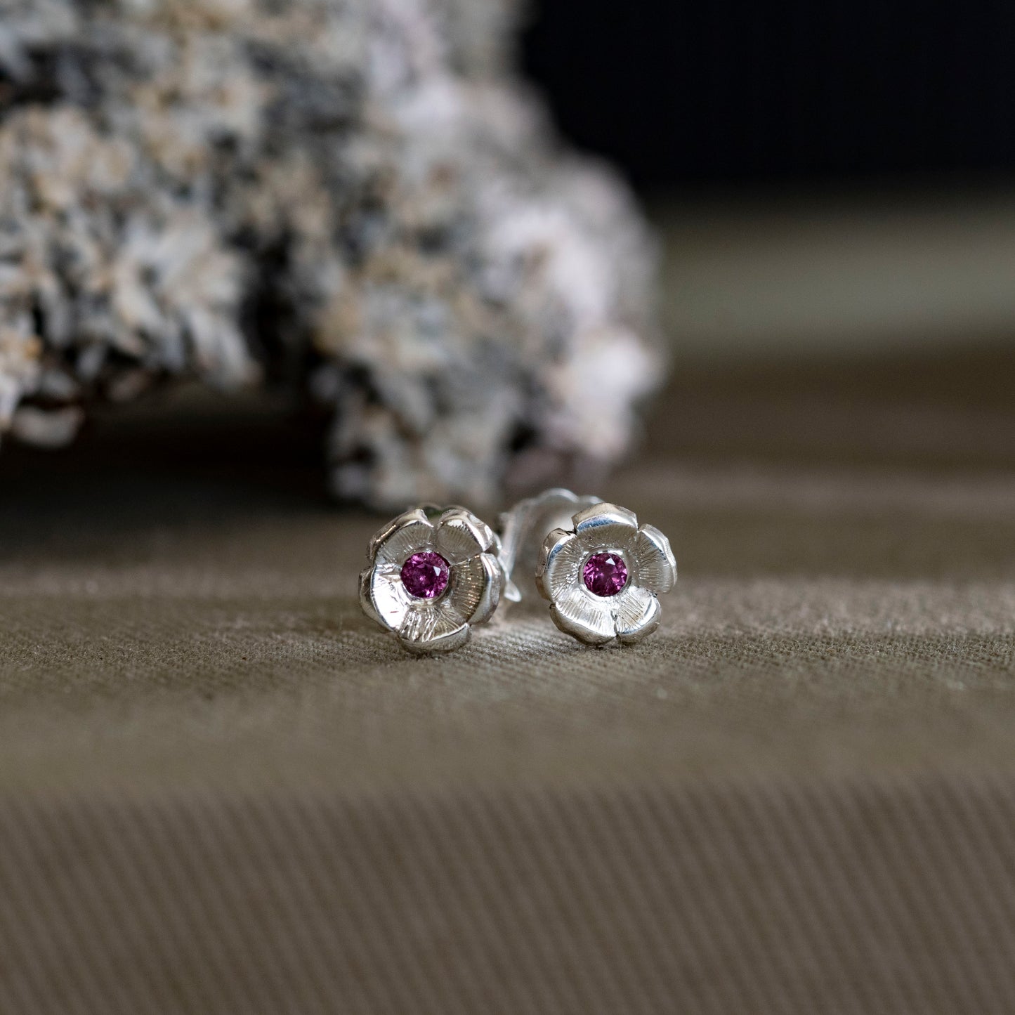 Violet and Amethyst Stud Earrings - Hebel Design