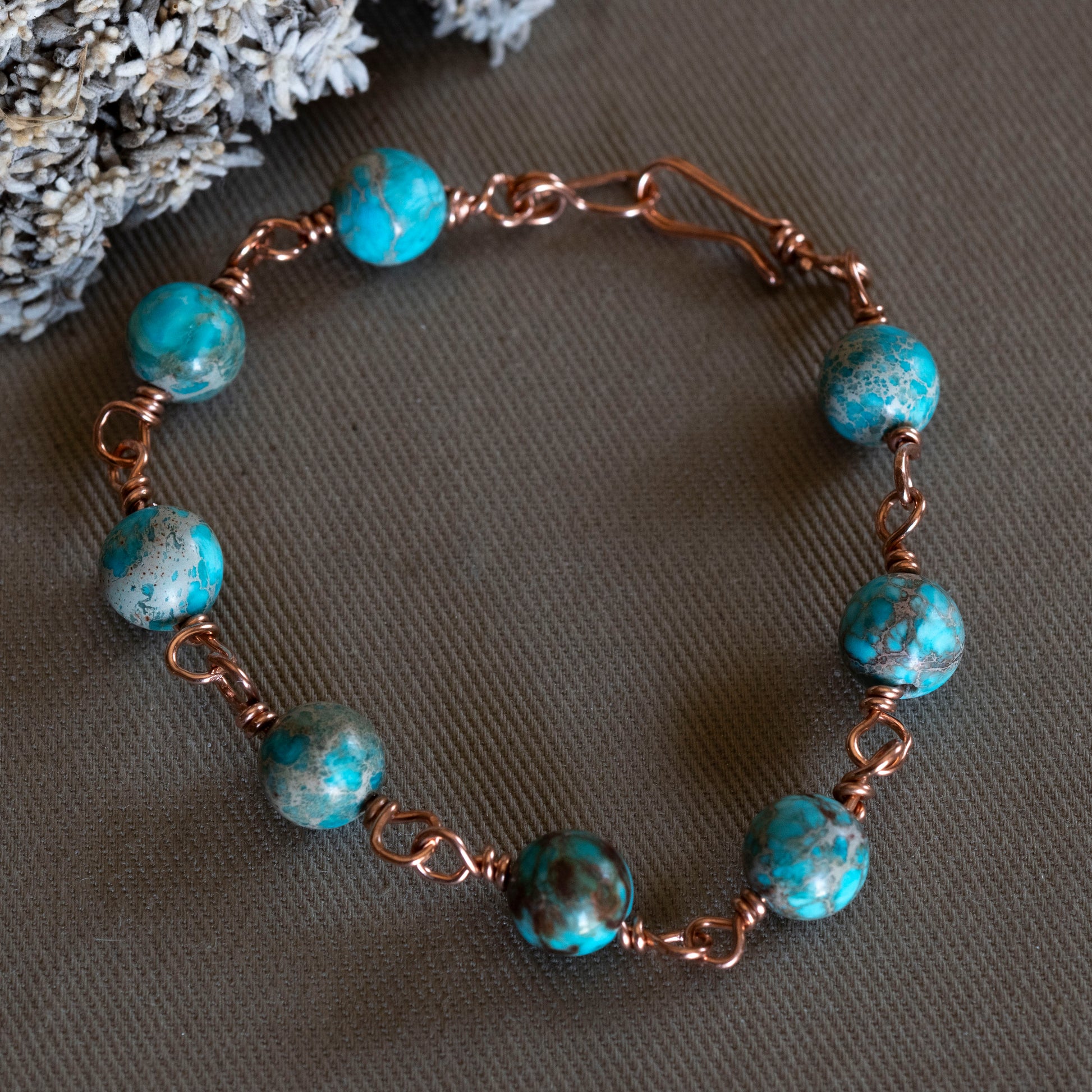 Wire wrapped Stone bracelets - Hebel Design